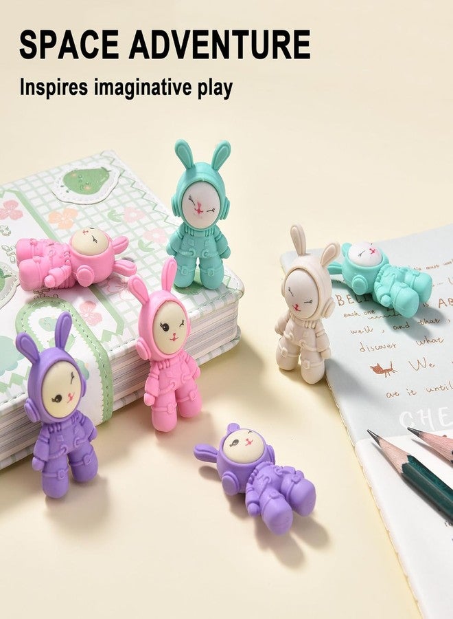 iSAA Store 4-Piece 3D Bunny Space Astronaut Design Rubber Pencil Erasers for Kids, Birthday Return Gifts, School Stationery for Boys and Girls (4) - Image 5