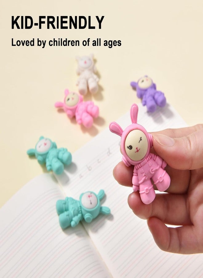 iSAA Store 4-Piece 3D Bunny Space Astronaut Design Rubber Pencil Erasers for Kids, Birthday Return Gifts, School Stationery for Boys and Girls (4) - Image 4