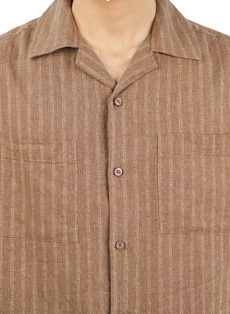 GIORDANO  Men’s Relaxed Linen Cotton Short Sleeve Button Shirt for Men | Best Price UAE