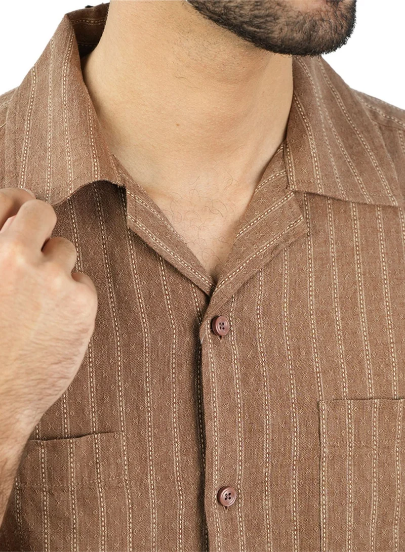 GIORDANO Men’s Relaxed Linen Cotton Short Sleeve Button Shirt