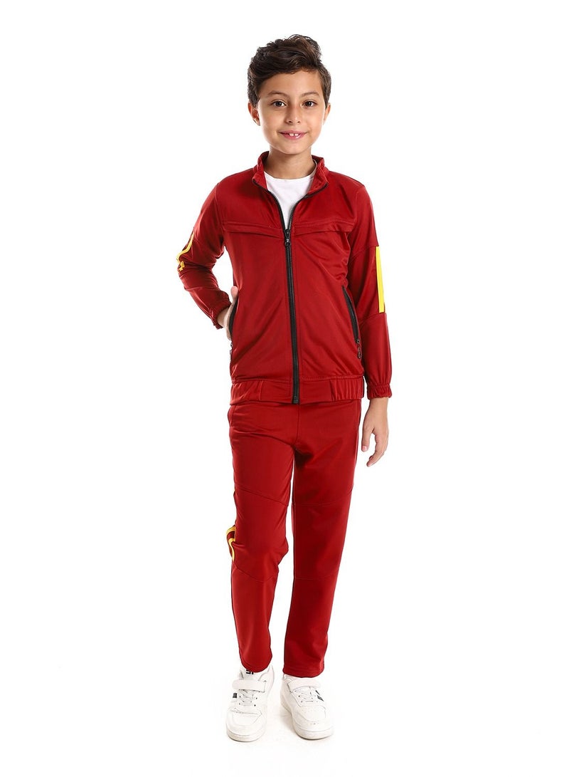 سيزار بدلة تدريب للأولاد مع جيوب وتصميم خطي - Image 1