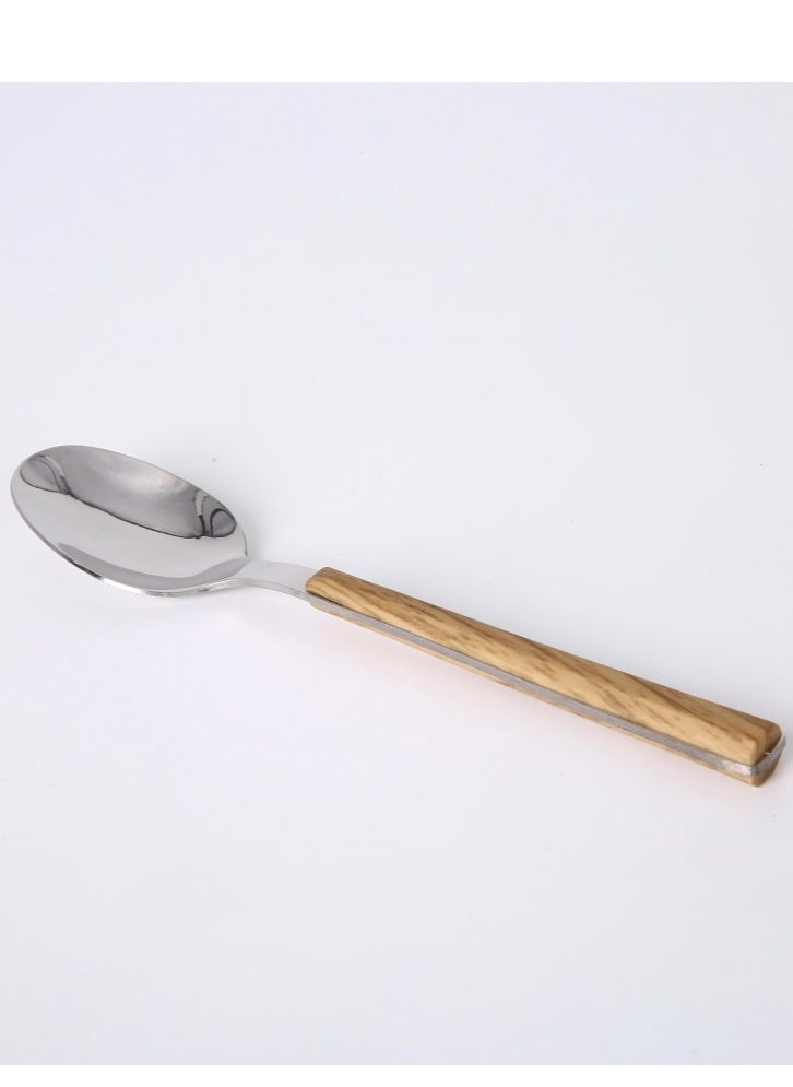 C&E 20 Piece Set Of Stainless Steel Tableware, Wood Grain Clip Handle, 4 Knives, 4 Large Spoons, 4 Small Spoons, 4 Large Forks, 4 Small Forks  - Image 5