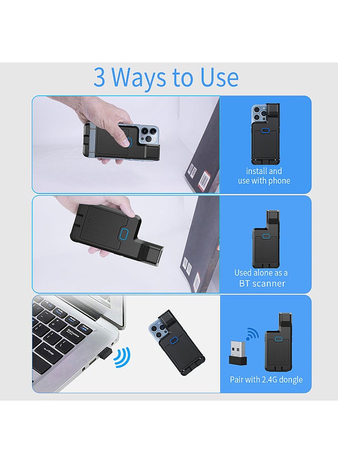 Generic 1D 2D Barcode Scanner Portable Back Clip Bar Code Reader BT+2.4G Wireless and Wired Connection with Offline Storage Support for Windows PC Computers Supermarket Library Express Company Warehouse  - Image 4