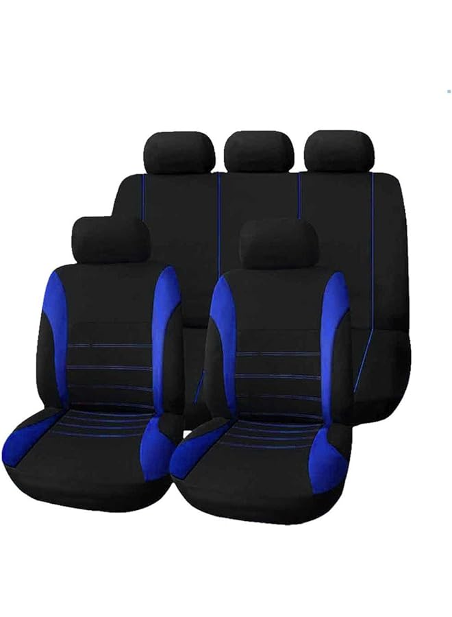 9Pcs Universal Pvc Car Seat Cover Cloth Art Auto Interior Decoration Protect Covers For Four Seasons (Blue) - Image 1