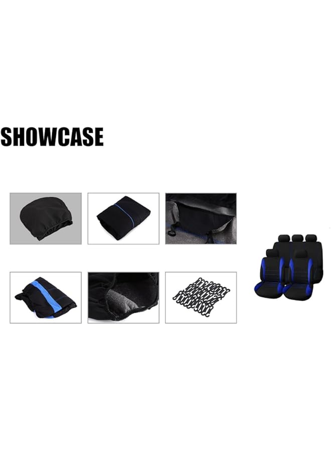 9Pcs Universal Pvc Car Seat Cover Cloth Art Auto Interior Decoration Protect Covers For Four Seasons (Blue) - Image 4