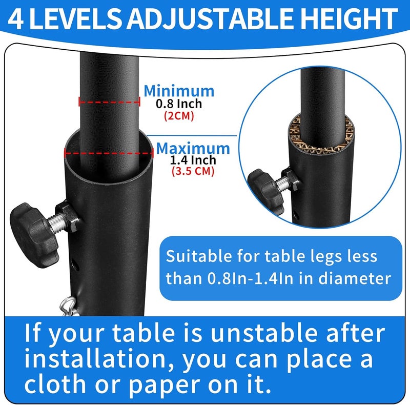 VinBee Folding Table Leg Extenders,Folding Table Risers,4-Levels Height Adjustable Risers for DIY & Back Pain Relief for Office,Dining,Standing Desk 4 Pack (17.3 inch) - Image 3