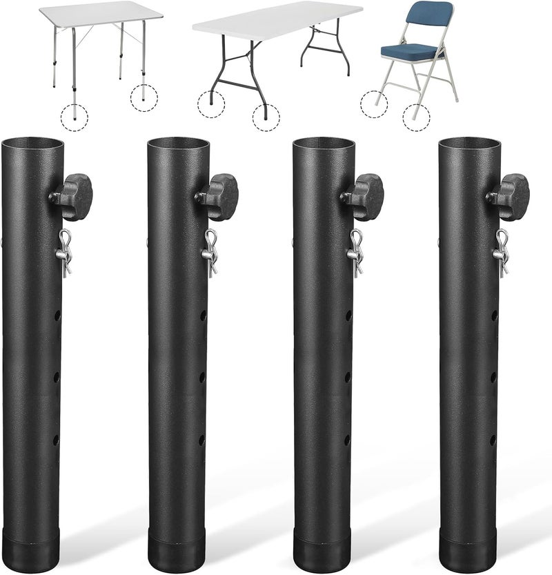 VinBee Folding Table Leg Extenders,Folding Table Risers,4-Levels Height Adjustable Risers for DIY & Back Pain Relief for Office,Dining,Standing Desk 4 Pack (17.3 inch) - Image 1