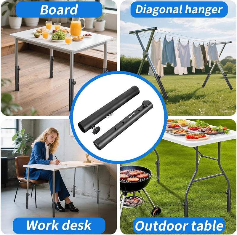 VinBee Folding Table Leg Extenders,Folding Table Risers,4-Levels Height Adjustable Risers for DIY & Back Pain Relief for Office,Dining,Standing Desk 4 Pack (17.3 inch) - Image 4