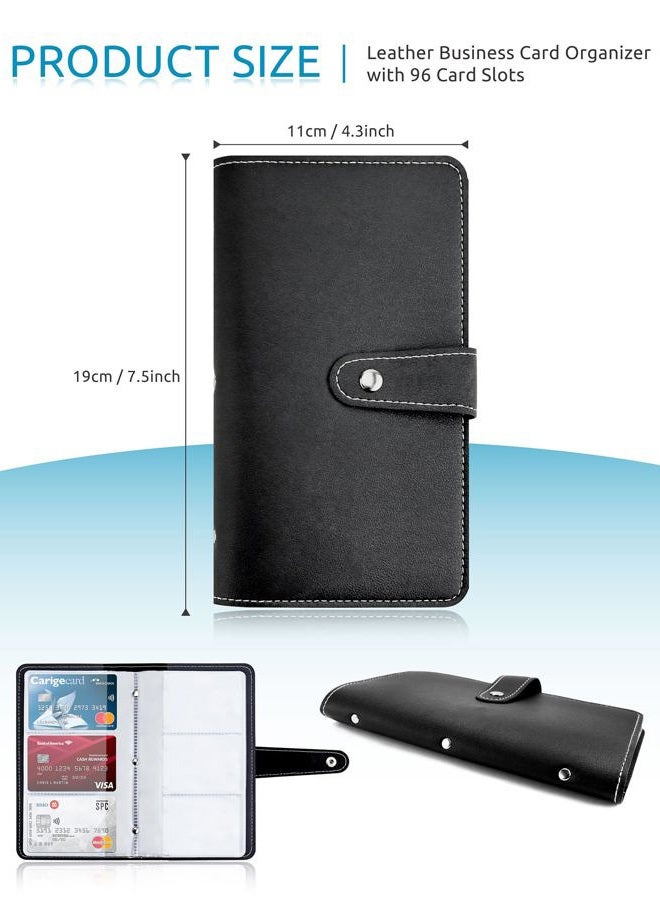 GAUENEEN Credit Card Holder, Leather Business Card Organizer with 96 Card Slots, Professional Card Book Case for Cards and Important Documents to Prevent Loss or Damage - Image 3