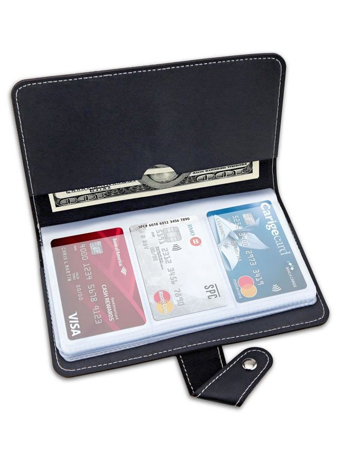 GAUENEEN Credit Card Holder, Leather Business Card Organizer with 96 Card Slots, Professional Card Book Case for Cards and Important Documents to Prevent Loss or Damage - Image 1