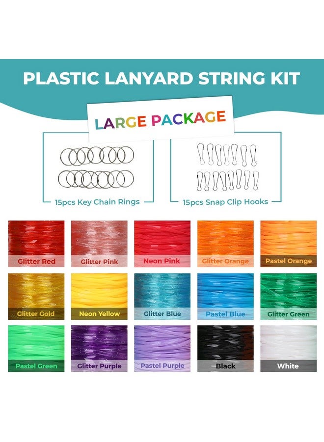 داريس مجموعة خيوط داريس - عبوة من 15 خيطًا بلاستيكيًا بألوان متنوعة - خيوط لامعة وصلبة للنسيج - حبل ربط للأساور وسلاسل المفاتيح والحرف اليدوية - Image 3