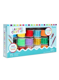 Darice Darice Lanyard String Kit - 15 Pack Plastic Gimp String with Assorted Colors - Glitter and Solid Boondoggle String for Weaving - Lacing Cord for Bracelets DIY Keychains Crafts  - Image 1