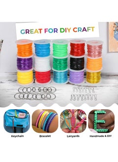 Darice Darice Lanyard String Kit - 15 Pack Plastic Gimp String with Assorted Colors - Glitter and Solid Boondoggle String for Weaving - Lacing Cord for Bracelets DIY Keychains Crafts  - Image 4
