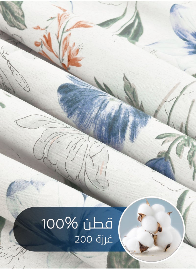 Master Home Textile - Cotton Floral Comforter Sets, Fits 120 x 200 cm Single Size Bed, 5 Pcs, 100% Cotton 200 Thread Count, With Removable Filling, Veronica Series - Image 1