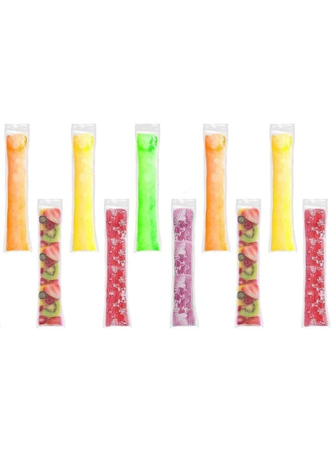 FUFU FUFU 100 Pack Popsicle Bags with DIY Zip-Top Ice Pop Pouches, Disposable Popsicle Molds Bags, DIY Popsicle Freezer Bags for Gogurt, Ice Candy or Freeze Pops  - Image 1