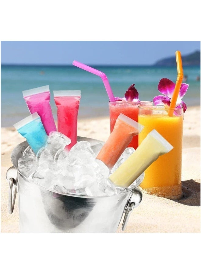 FUFU FUFU 100 Pack Popsicle Bags with DIY Zip-Top Ice Pop Pouches, Disposable Popsicle Molds Bags, DIY Popsicle Freezer Bags for Gogurt, Ice Candy or Freeze Pops  - Image 5