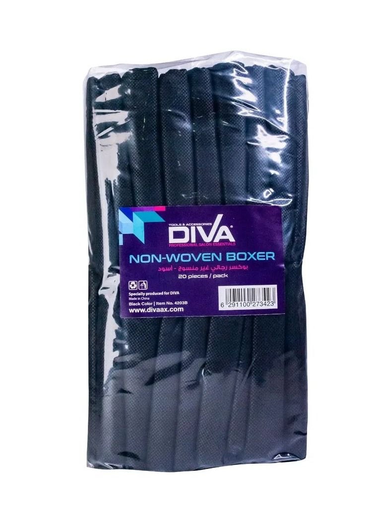Diva Disposable Boxer Shorts Non Woven Black 20pcs Pack  - Image 1