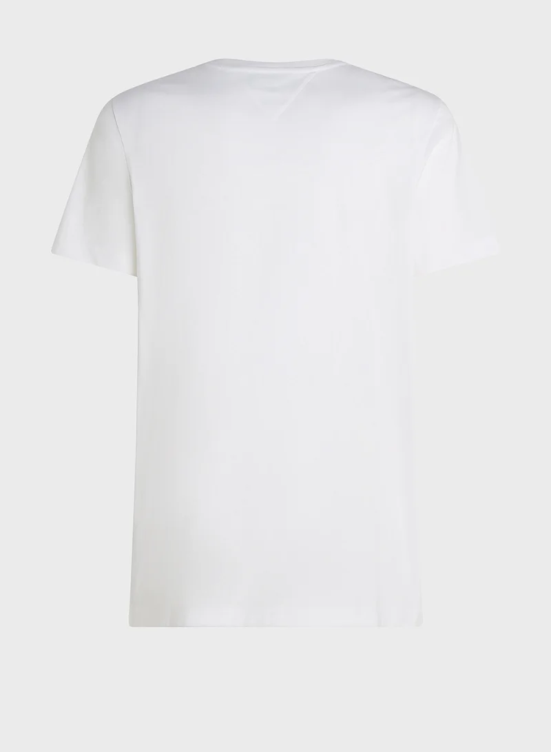 تومي هيلفيغر Logo Print  Crew Neck T-Shirt
