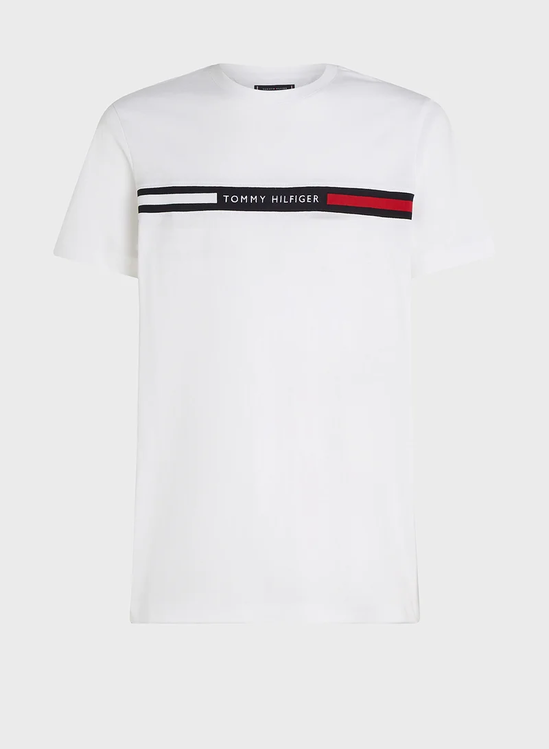 تومي هيلفيغر Logo Print  Crew Neck T-Shirt