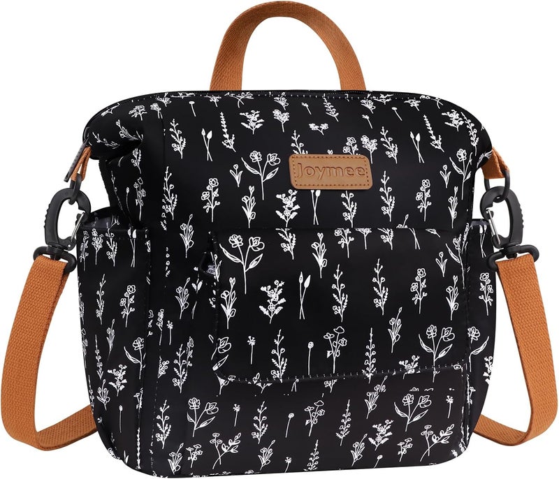 Joymee Lunch Bag Women Insulated Lunch Box Reusable Leakproof Large Spacious Cooler Tote for Women Men Adult with Bottle Holder and Side Pockets for Work Office Travel Picnic -08 White Little Flower - Image 1