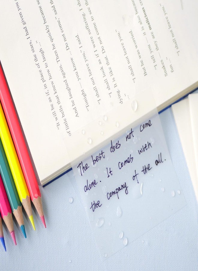 ENLUOM Transparent Sticky Notes - 3x3 inch Clear Sticky Notes Waterproof Self-Adhesive Translucent Sticky Note Pads for Books Annotation, See Through Sticky Note (200 Sheets) - Image 3