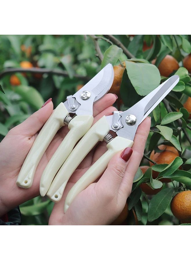 2pcs Heavy Duty Gardening Shears Set Straight And Curved Pruning Shears With Ergonomic White Handles Non Slip Grip Durable Construction For Flowers Plants Bonsai Fruits Home Gardeners And Professional Landscapers Scissors Straight Scissors - Image 2