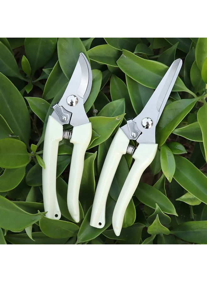 2pcs Heavy Duty Gardening Shears Set Straight And Curved Pruning Shears With Ergonomic White Handles Non Slip Grip Durable Construction For Flowers Plants Bonsai Fruits Home Gardeners And Professional Landscapers Scissors Straight Scissors - Image 5