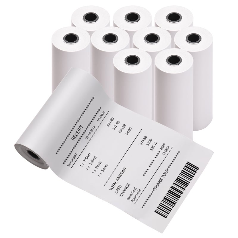10 Rolls White Direct Thermal Printing Paper 76x30mm Non-Adhesive Printer Paper Waterproof Oil-proof Friction-proof for Portable Pocket Mobile Thermal Printer BT Photo Printer - Image 1