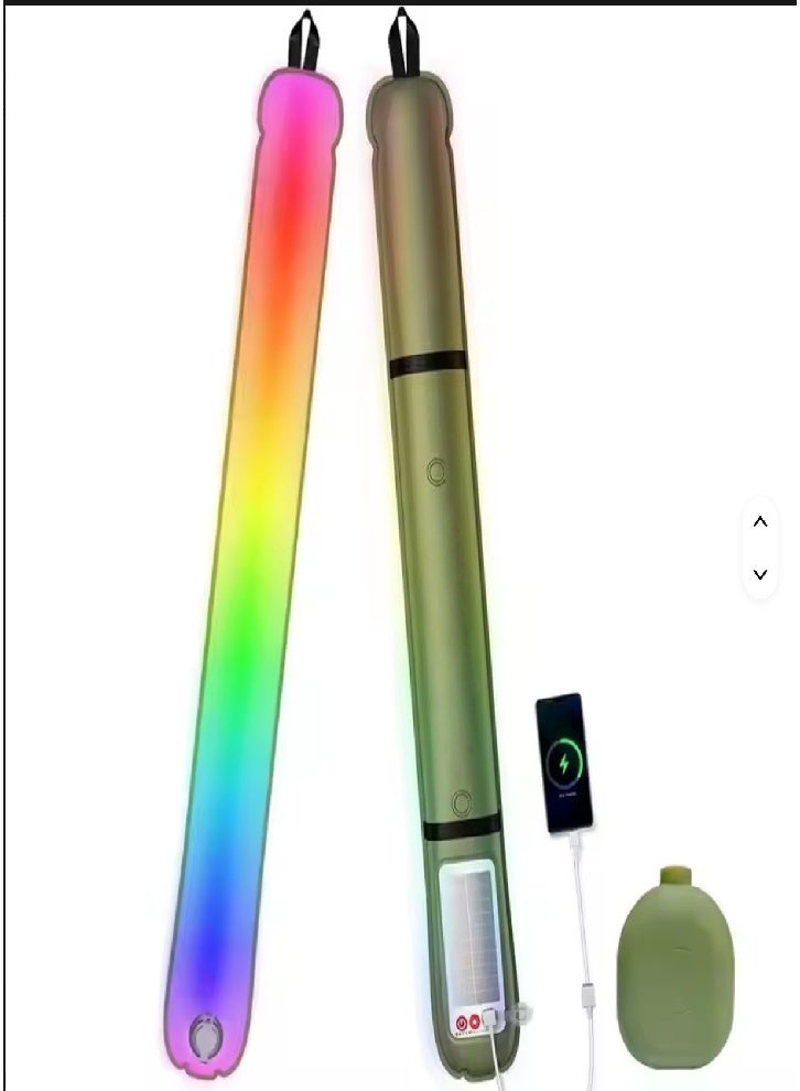 فانوس تخييم قابل للنفخ يعمل بالطاقة الشمسية، قابل لإعادة الشحن عبر USB، أوضاع إضاءة متعددة الألوان، مقاوم للماء IP66، فانوس خيمة محمول وخفيف الوزن (قطعة واحدة) - Image 1