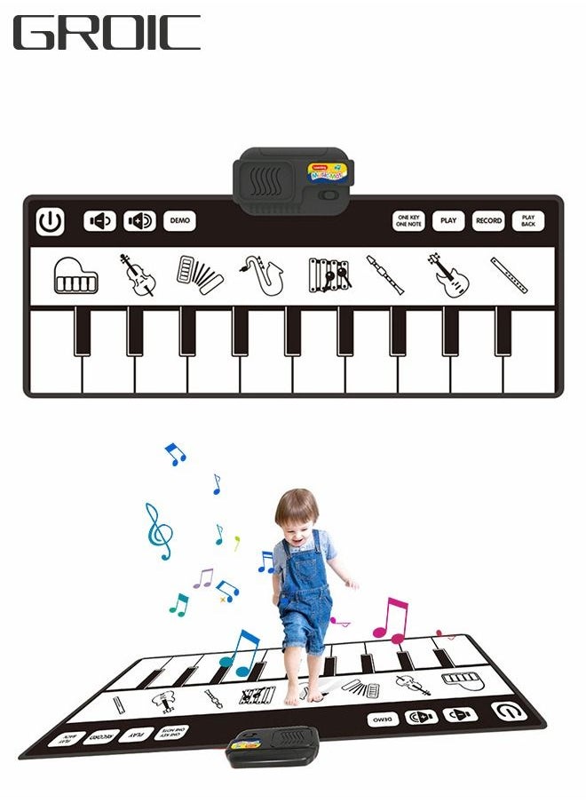 GROIC Kids Musical Mats with Music Sounds with 10 Keys, Musical Toys Toddler Music Piano Keyboard Dance Mat Carpet Touch Playmat Birthday Gift Toys for Baby Girls Boys  - Image 1