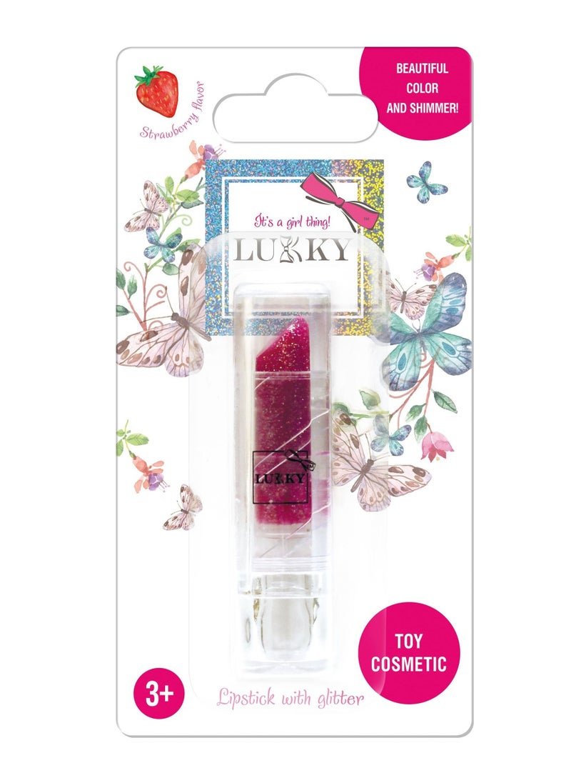 LUKKY Lukky Lipstick with Glitter Strawberry Flavor - Magenta  - Image 1