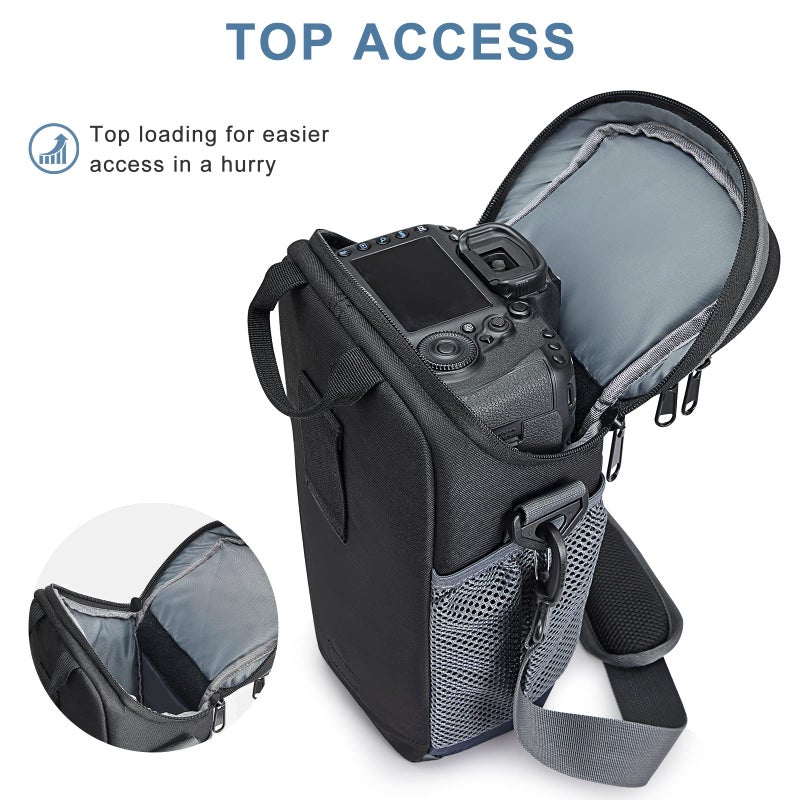 S-ZONE Camera Bag DSLR/SLR Waterproof Camera Case for Photographers Holster Compatible with Nikon Canon Sony, Dark Blue, Casual Daypack - Image 5
