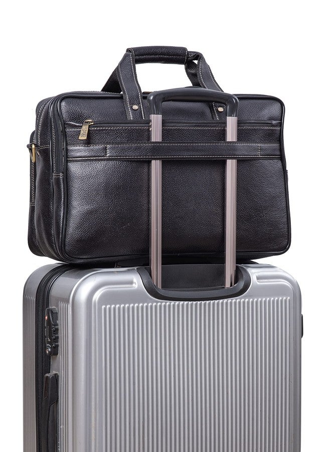 BRAND LEATHER Genuine Leather 16 Inch Laptop Messenger Bag For Business|Travell|Meeting|Office (BLACK) - Image 2