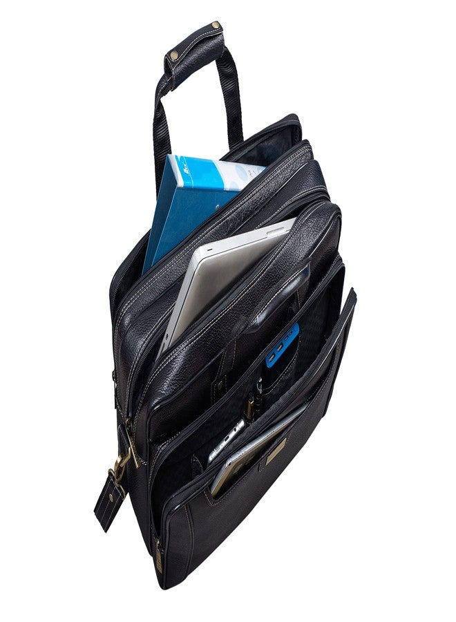 BRAND LEATHER Genuine Leather 16 Inch Laptop Messenger Bag For Business|Travell|Meeting|Office (BLACK) - Image 4