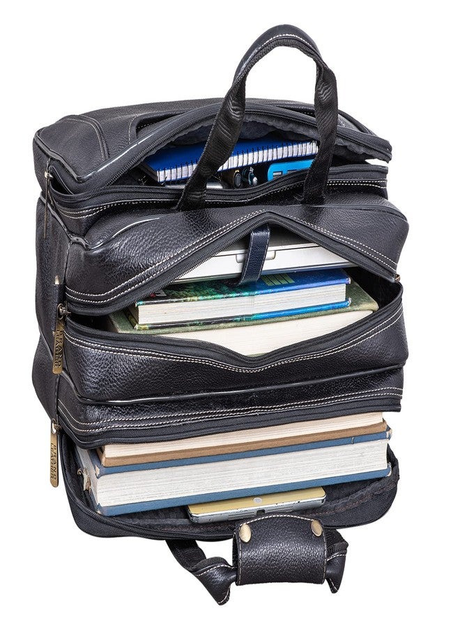 BRAND LEATHER Genuine Leather 16 Inch Laptop Messenger Bag For Business|Travell|Meeting|Office (BLACK) - Image 5