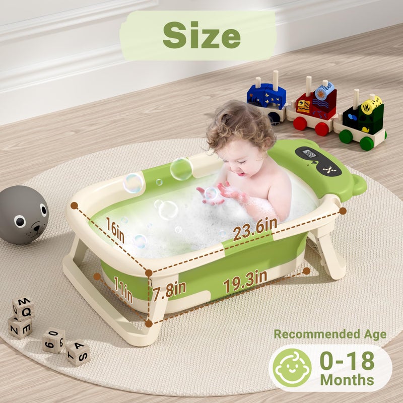 AVIDOR Baby Bathtub,Collapsible Bathtub for Newborn to Toddler,Durable Essential Infant Bath Tub,Portable Travel Baby Tub with Soft Cushion,No-Slip Hanging and Detachable(Green) - Image 3
