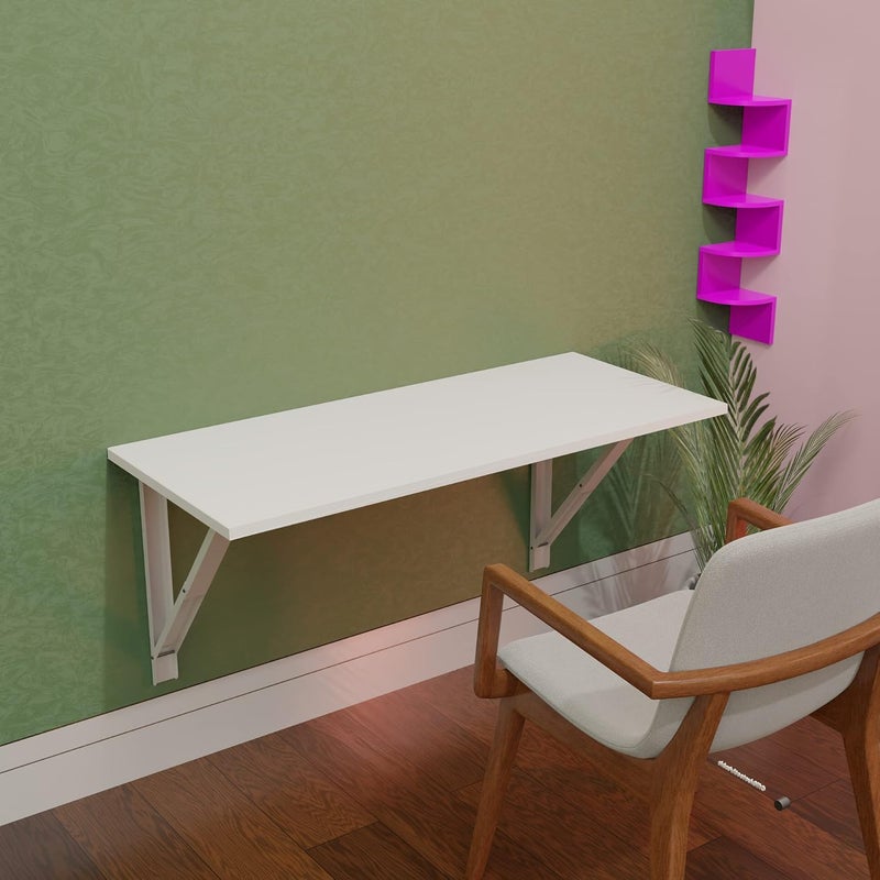 Compal WallMounted DropLeaf TableFolding Kitchen Dining Table DeskHome Office Table Desk Workstation Computer DeskTrestle DeskKitchen Dining Room 16 x 315 Inch White - Image 2