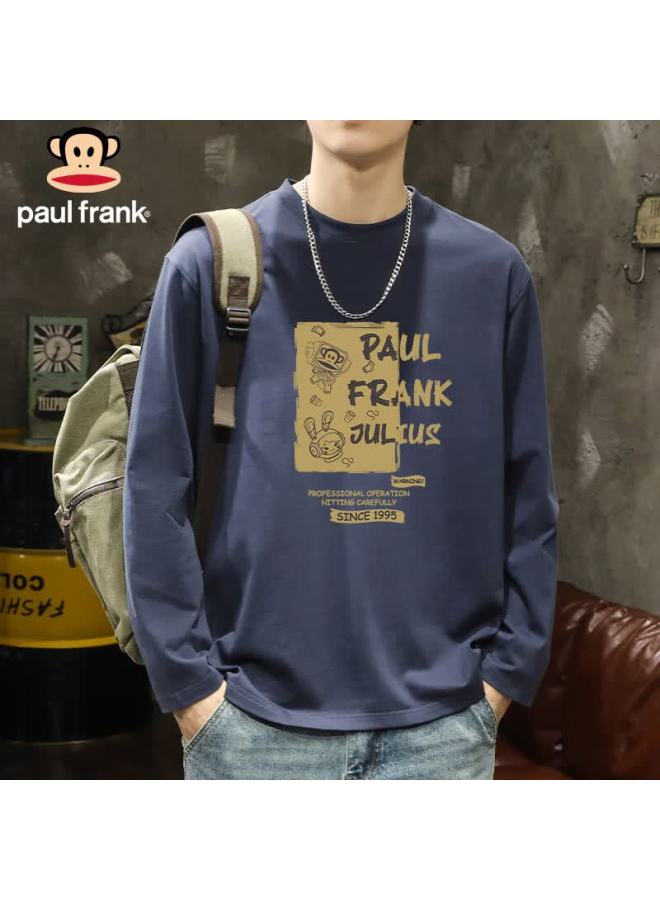 Paul Frank Men's Long Sleeve T-shirt Spring Autumn Pure Cotton Crew Neck Innerwear Navy Blue M - Image 1