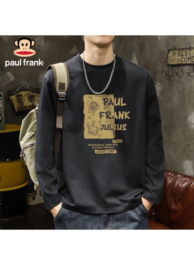 Paul Frank Men's Long Sleeve T-shirt Spring Autumn Pure Cotton Crew Neck Innerwear Navy Blue M - Image 2