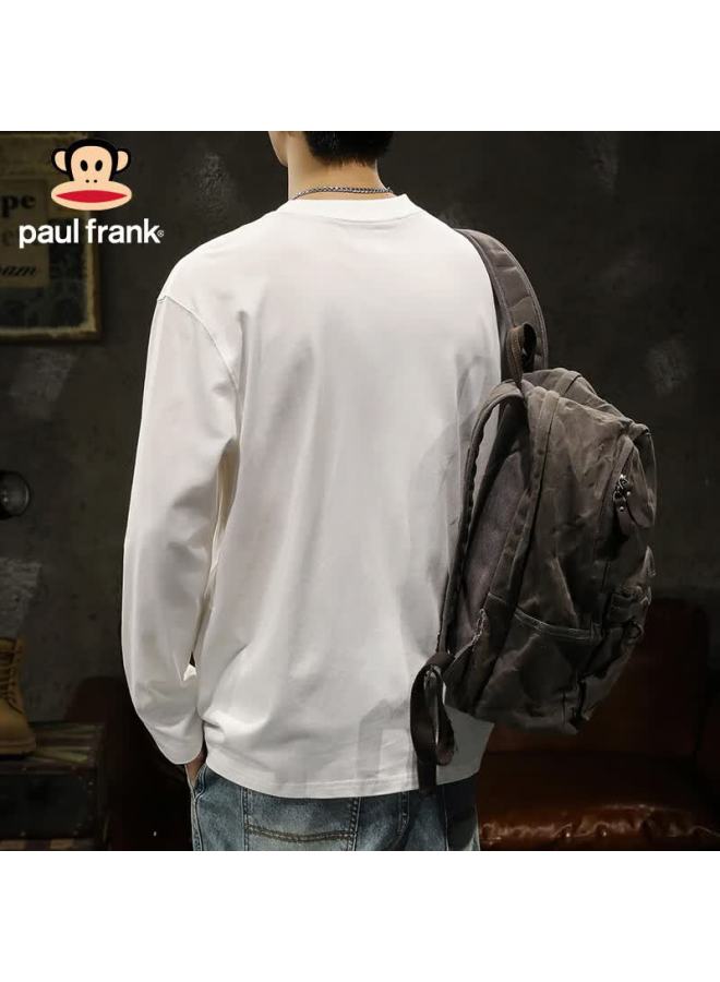 Paul Frank Men's Long Sleeve T-shirt Spring Autumn Pure Cotton Crew Neck Innerwear Navy Blue M - Image 4