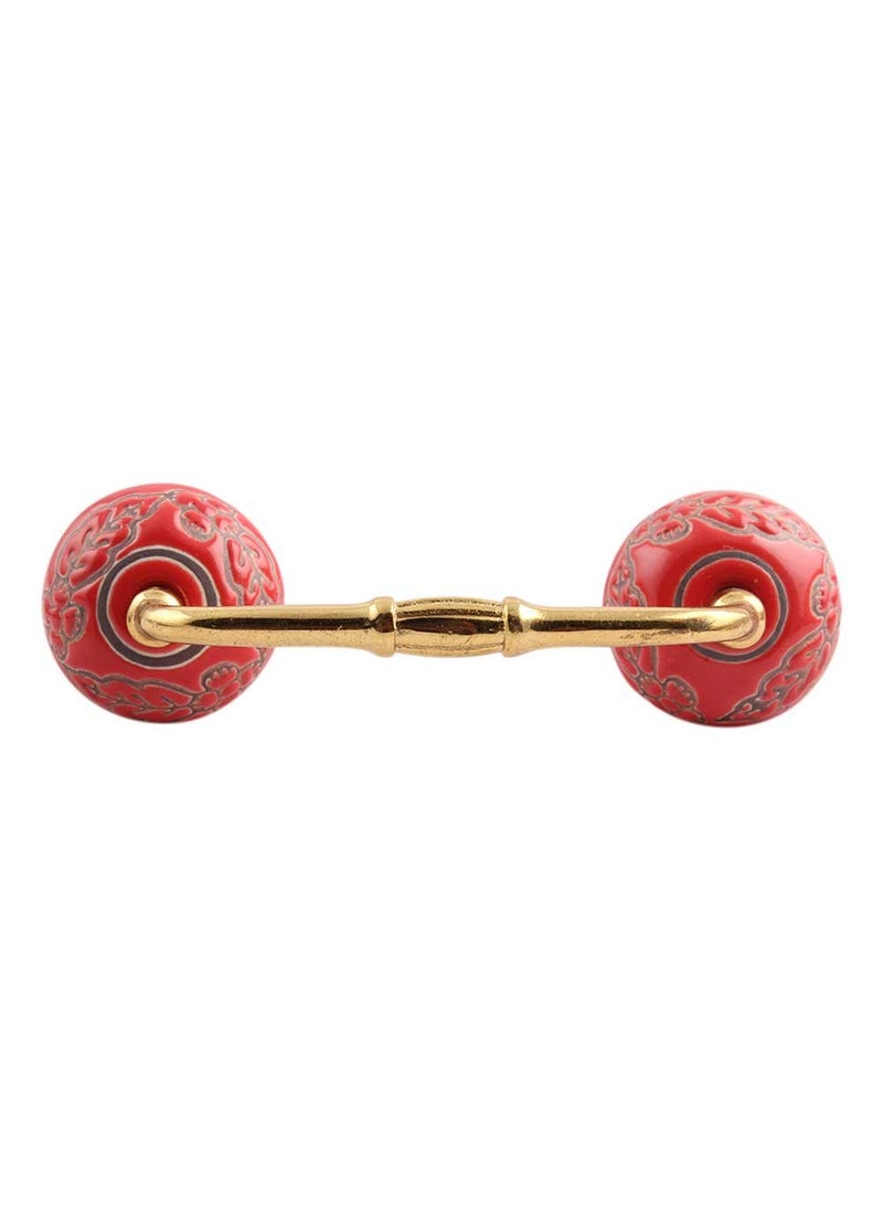 Indian-Shelf IndianShelf 1 Pack Ceramic Cabinet Handles Drawer Pulls Red Interior Kitchen Cupboard Door Gold Hardware 8 Hole to Hole BH258 CK1434  - Image 1