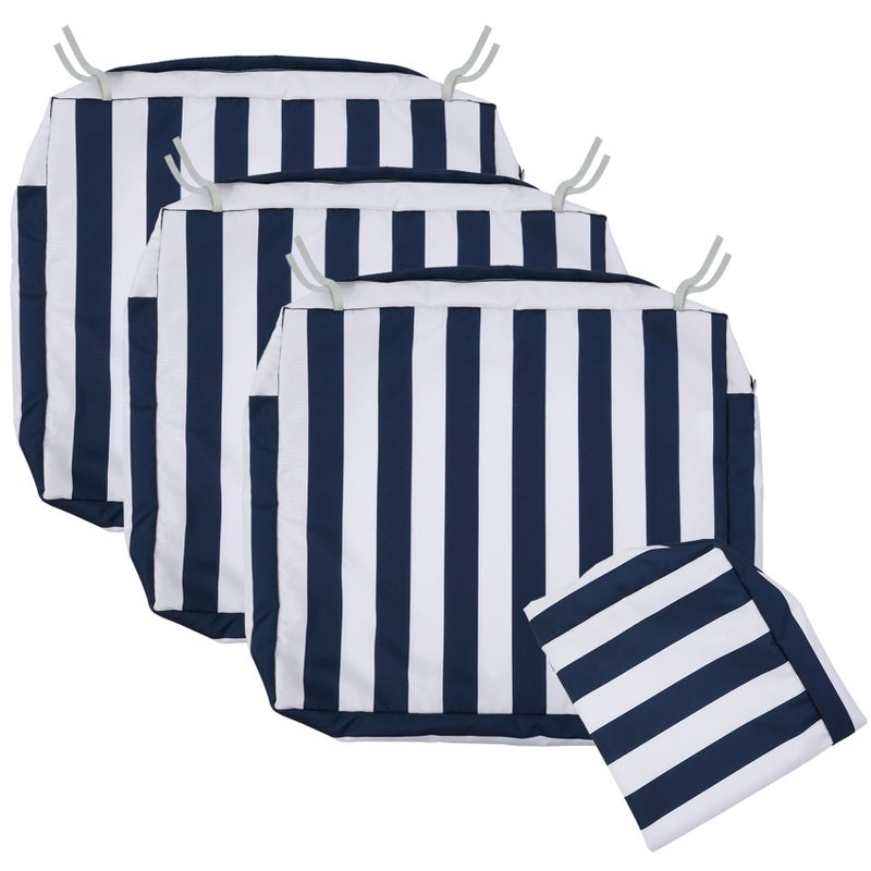 NettyPro Outdoor Cushion Covers 24 x 24 inch Water Repellent UV Resistant Patio Furniture Chair Seat Cushion Slipcover with Zipper and Tie, Stripes Black and White - Image 1