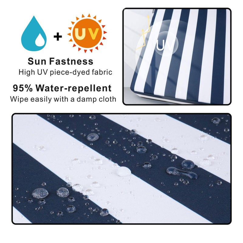NettyPro Outdoor Cushion Covers 24 x 24 inch Water Repellent UV Resistant Patio Furniture Chair Seat Cushion Slipcover with Zipper and Tie, Stripes Black and White - Image 2