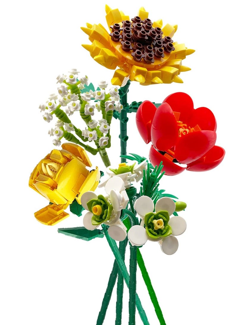 Flower Building Kit for Adults, Flower Bouquet Building Block Set, Artificial Flowers Building Toy Set for Gifts/ Home Decor, Botanical Collection Not Compatible with Lego  - Image 1