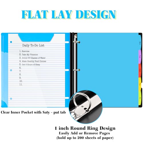 INFUN 1 Inch Telescoping 3 Ring Binder - 4PCS, Flexible Round Binder with Customizable Front Cover and Clear Catalog Pocket, 1Inch Rings, 225 Sheet Capacity - Image 2