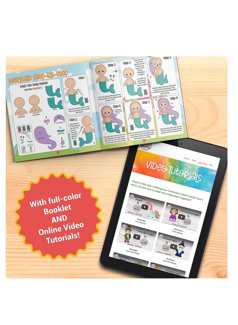 SOLARAE Sewing Kit for Kids, Fun and Educational Fairytale Craft Set for Boys and Girls Age 7-12 Sew Your Own Felt Animals Craft Kit for Beginners 165 Piece Set - Image 3