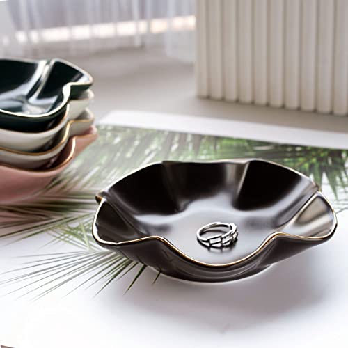 HANKOR 4.7 inch Small Ring Dish, Ceramic Jewelry Holder Tray, Black Catch All Trinket Bowl for Keys Rings Earrings - Image 3