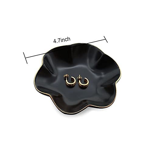 HANKOR 4.7 inch Small Ring Dish, Ceramic Jewelry Holder Tray, Black Catch All Trinket Bowl for Keys Rings Earrings - Image 5