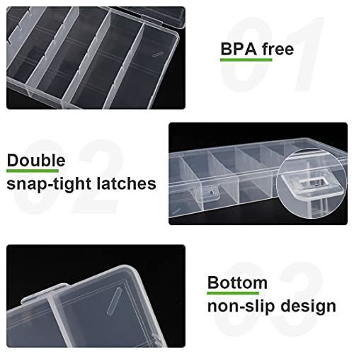 BAGTeck clear visible plastic storage box cosmetic tools storage box makeup tools fishing tackle accessory box organizer jewelry screws hardware accessories organizer box (2Pack) - Image 5