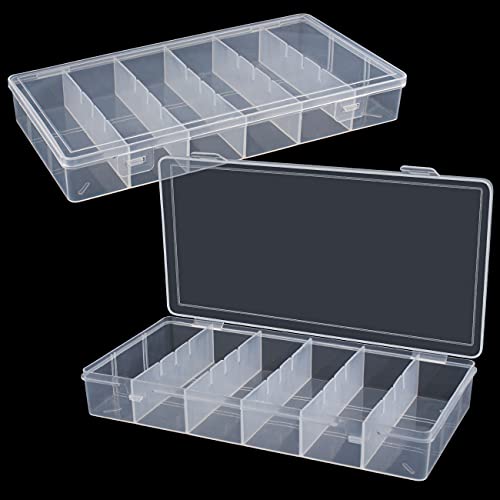 BAGTeck clear visible plastic storage box cosmetic tools storage box makeup tools fishing tackle accessory box organizer jewelry screws hardware accessories organizer box (2Pack) - Image 1